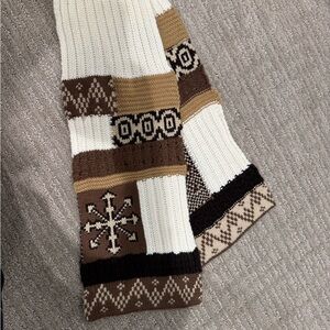 Knit Scarf Brown and Cream Patterned